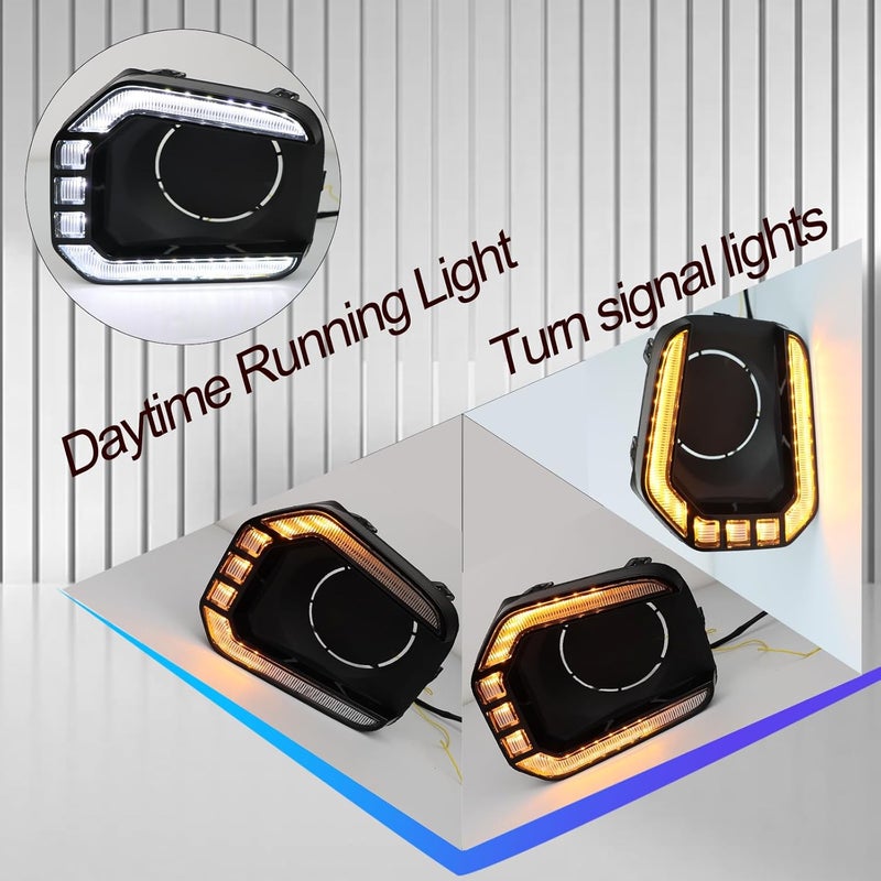 BINQIGOO LED Front Bumper Fog Light Daytime Running Lamp White/Amber Dynamic Sequential Turn Signal Light DRL For 2016-2023 Toyota Tacoma Accessories - Image 2